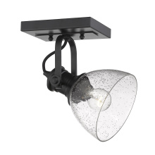 Golden 3118-1SF BLK-SD - Yep by Golden Lighting Hines 1-light Adjustable Semi-Flush Mount in Matte Black and Seeded Glass